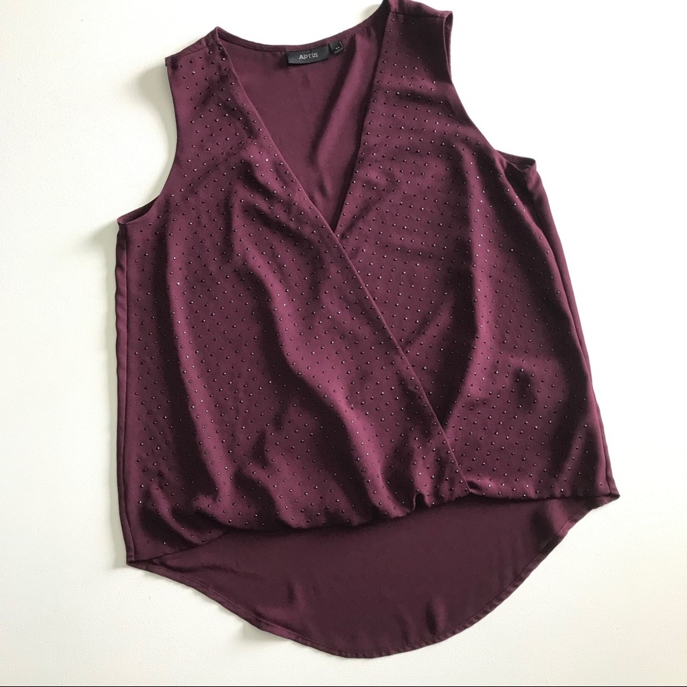 Apt 9 V Neck Blouse Surplice Top Purple Jeweled